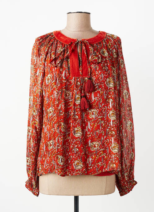 Blouse col rond manches longues orange DERHY femme