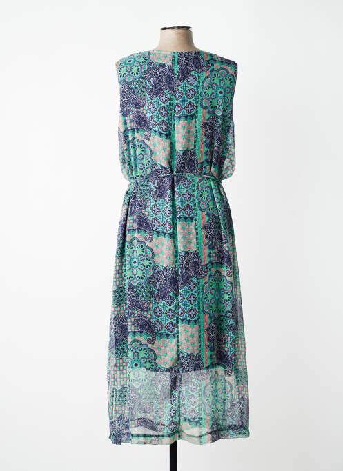 Robe longue tissage crêpe sans manche vert GRIFFON femme