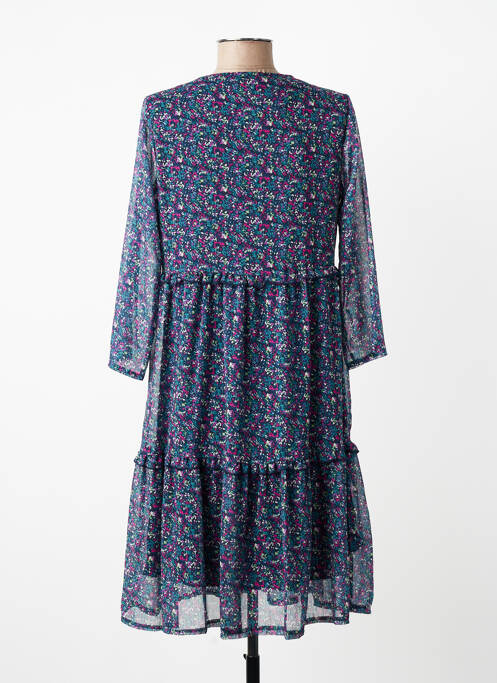 Robe mi-longue coupe évasée manches 3/4 bleu GRIFFON femme