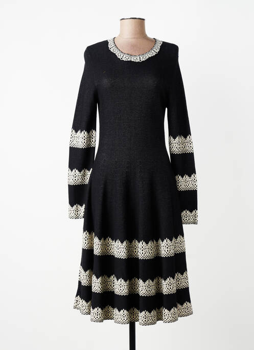 Robe mi-longue manches longues manches longues noir DERHY femme