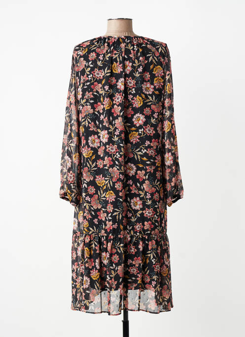 Robe mi-longue imprimé fleurs manches longues noir GRIFFON femme