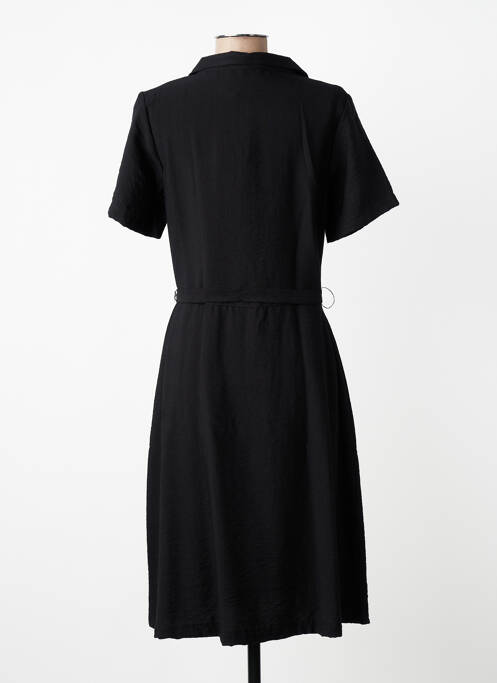 Robe mi-longue tissage crêpe manches courtes noir GRIFFON femme