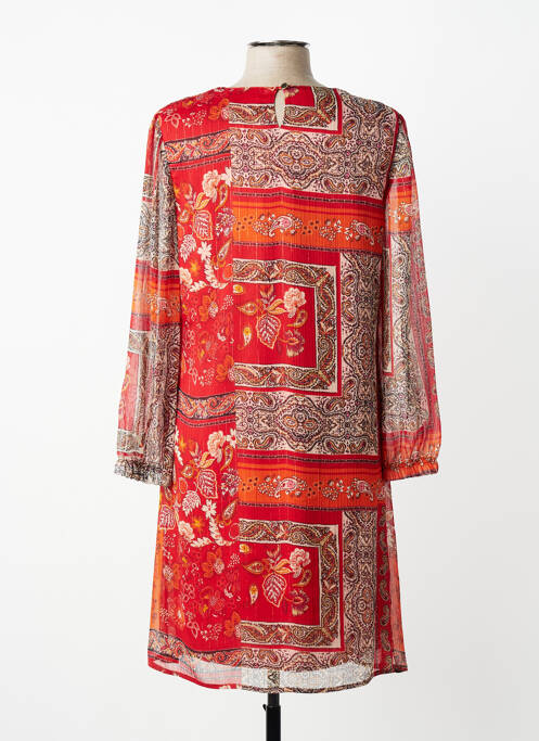 Robe mi-longue imprimé fleurs manches longues orange GRIFFON femme