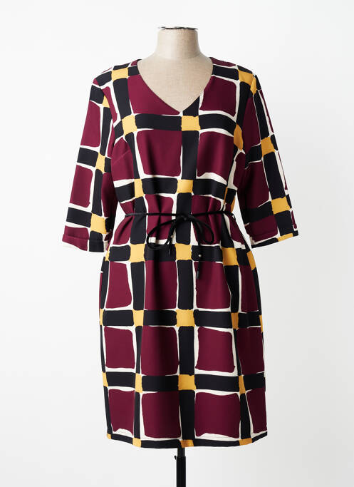 Robe mi-longue manches 3/4 manches 3/4 rouge GRIFFON femme