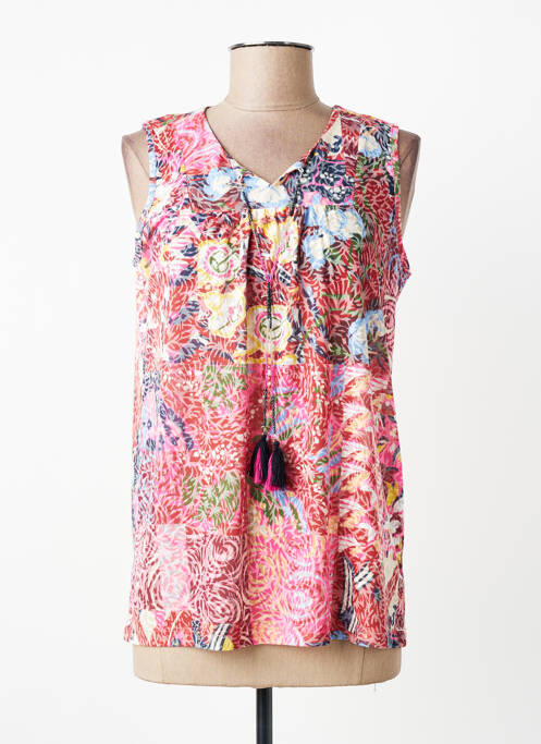 Top coupe cintrée sans manche rose GRIFFON femme