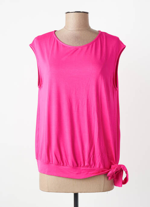 Top tissage jersey manches courtes rose SEE THE MOON femme