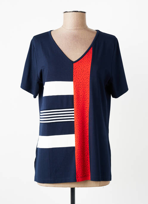 T-shirt sérigraphie avec strass manches courtes bleu GUY DUBOUIS femme