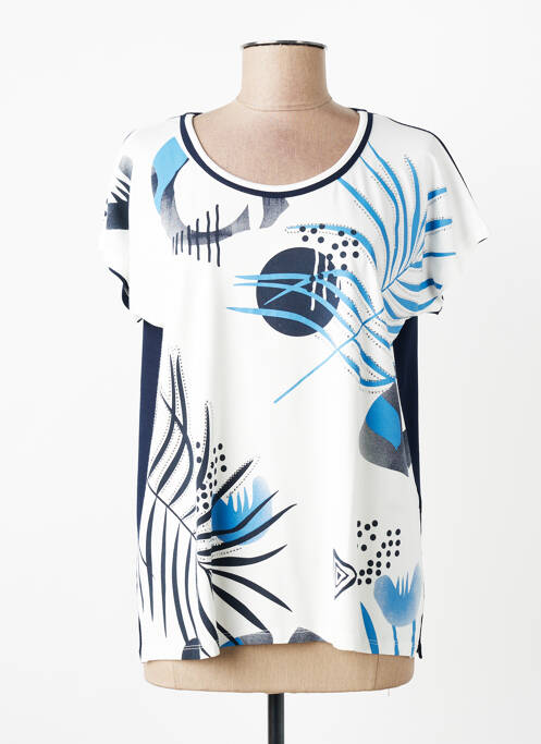 T-shirt sérigraphie avec strass manches courtes bleu GUY DUBOUIS femme