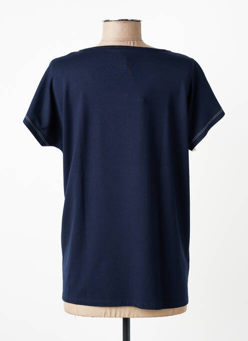 T-shirt sérigraphie avec strass manches courtes bleu GUY DUBOUIS femme