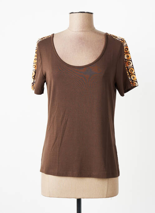 T-shirt stretch manches courtes marron PAUL BRIAL femme