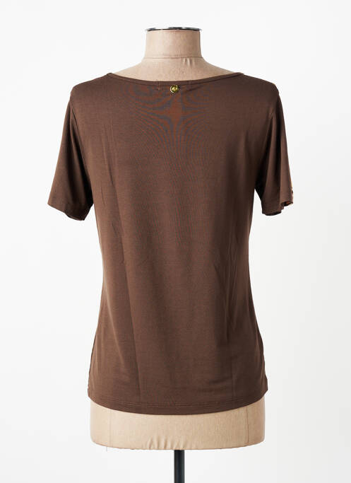 T-shirt stretch manches courtes marron PAUL BRIAL femme