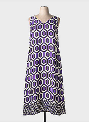 Robe longue tissage popeline sans manche violet VERA MONT femme