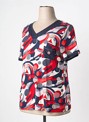 T-shirt imprimé fantaisie manches courtes rouge GUY DUBOUIS femme