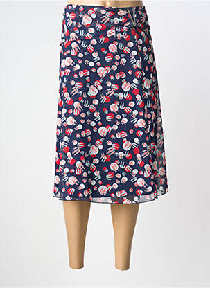 Jupe mi-longue taille élastique bleu GRIFFON femme