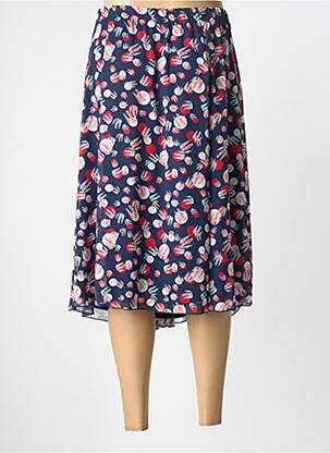 Jupe mi-longue taille élastique bleu GRIFFON femme