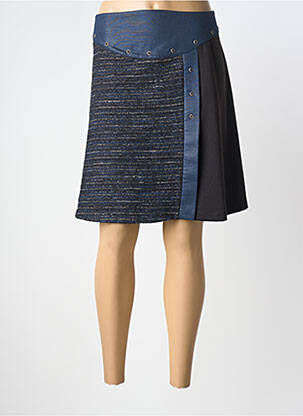 Jupe mi-longue coupe droite bleu ZELI femme