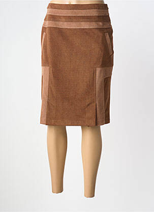 Jupe mi-longue coupe droite marron MERI & ESCA femme