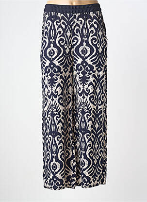 Pantalon large tissage popeline taille normale bleu I.ODENA femme