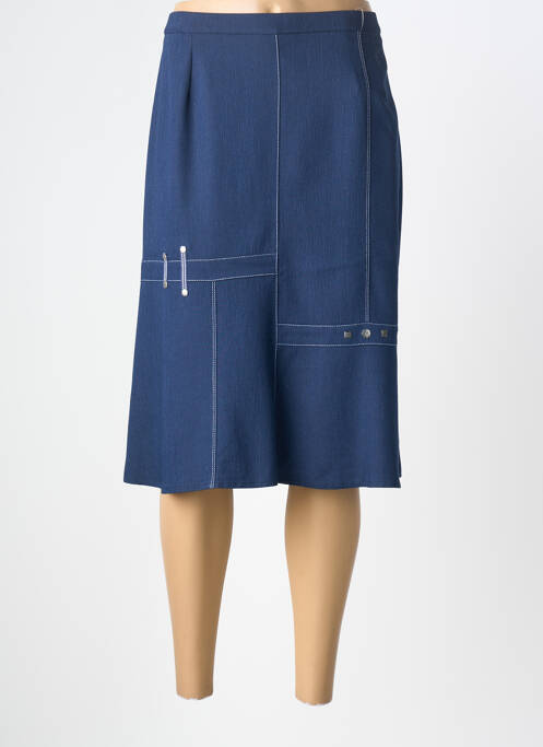 Jupe mi-longue coupe droite bleu GUY DUBOUIS femme