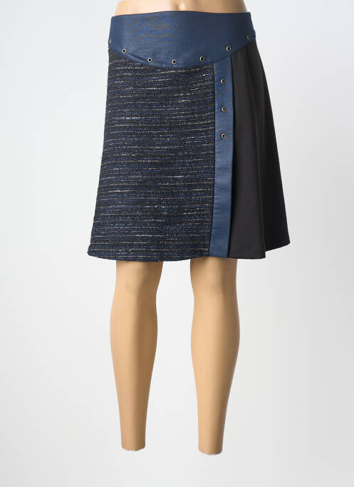 Jupe mi-longue coupe droite bleu ZELI femme
