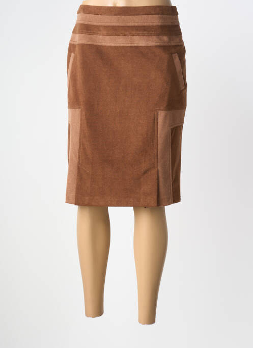 Jupe mi-longue coupe droite marron MERI & ESCA femme