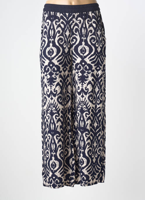 Pantalon large tissage popeline taille normale bleu I.ODENA femme