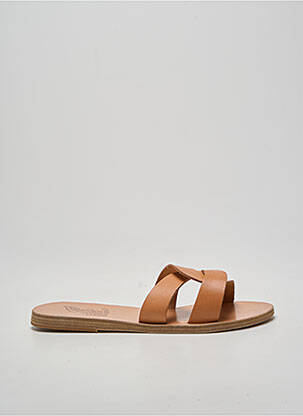 Mules/sabots chiquet talon plat jusqu'à 3cm marron ANCIENT GREEK SANDALS femme