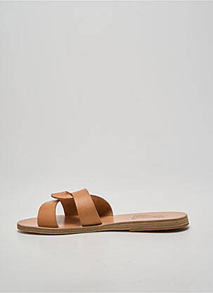 Mules/sabots chiquet talon plat jusqu'à 3cm marron ANCIENT GREEK SANDALS femme