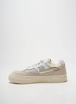 Baskets bout rond talon plat jusqu'à 3cm beige STEPNEY WORKERS CLUB femme