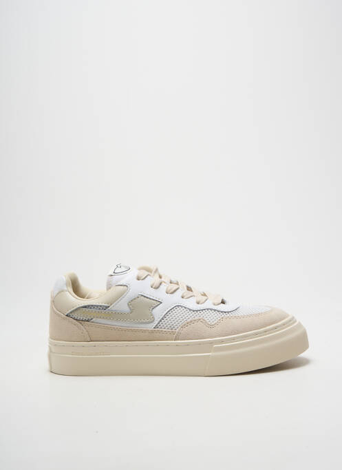 Baskets bout rond talon plat jusqu'à 3cm beige STEPNEY WORKERS CLUB femme
