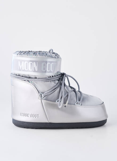 Bottines/boots tissage satiné talon plat jusqu'à 3cm argent MOON BOOT femme