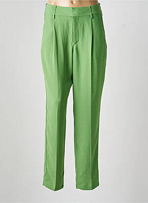Pantalon chino fermeture zippée sous rabat avec crochet taille haute vert CREAM femme