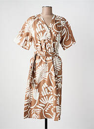 Robe mi-longue manches courtes manches courtes marron GEISHA femme