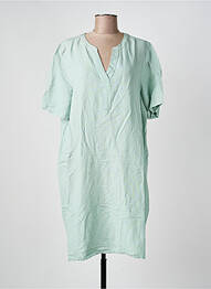 Robe mi-longue tissage crêpe manches courtes vert CECIL femme