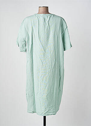 Robe mi-longue tissage crêpe manches courtes vert CECIL femme