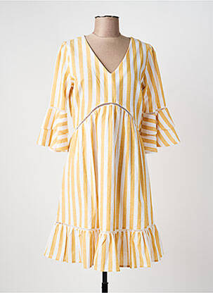 Robe mi-longue manches 3/4 manches 3/4 beige MOLLY BRACKEN femme