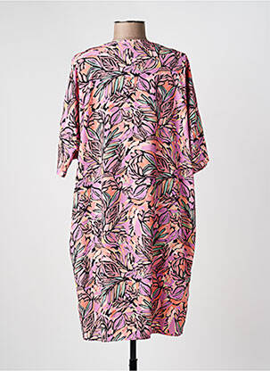 Robe mi-longue imprimé fleurs manches courtes rose MOLLY BRACKEN femme