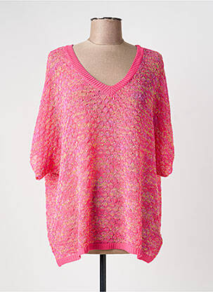 Pull maille ajourée manches courtes rose MOLLY BRACKEN femme