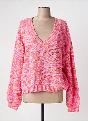 Pull tissage chiné manches longues rose LILI SIDONIO femme