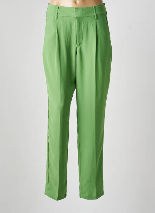 Pantalon chino fermeture zippée sous rabat avec crochet taille haute vert CREAM femme