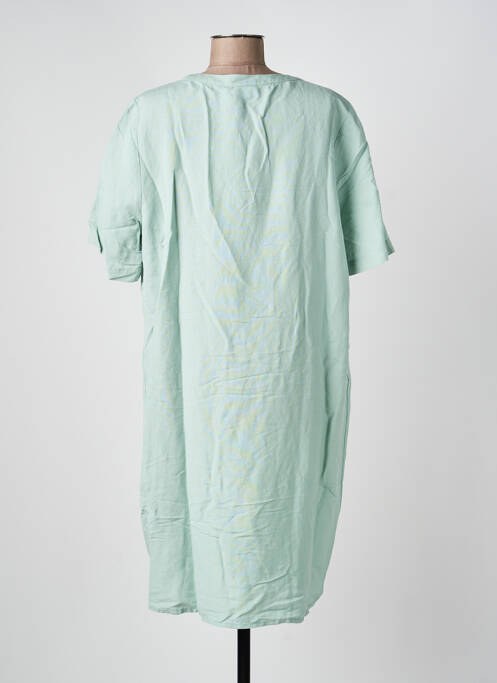 Robe mi-longue tissage crêpe manches courtes vert CECIL femme