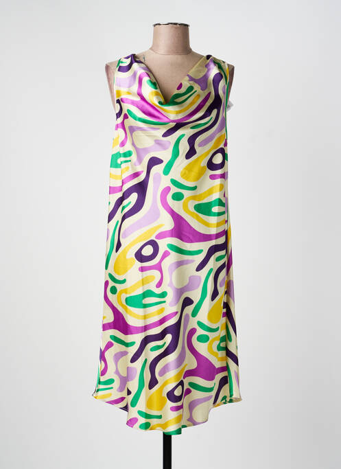 Robe mi-longue coupe fluide sans manche jaune LES P'TITES BOMBES femme