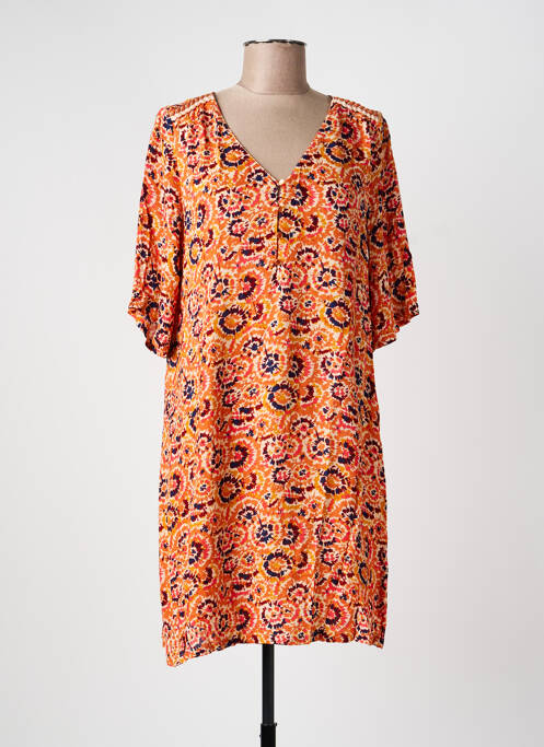 Robe courte imprimé fleurs manches courtes orange LOLA ESPELETA femme