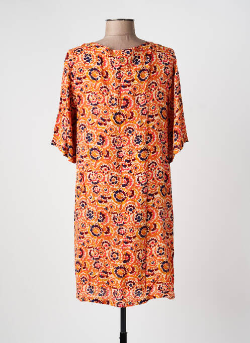 Robe courte imprimé fleurs manches courtes orange LOLA ESPELETA femme