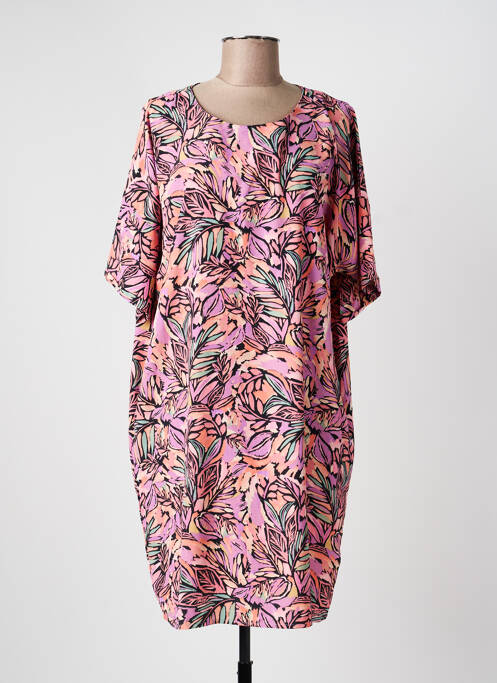 Robe mi-longue coupe fluide manches courtes rose MOLLY BRACKEN femme