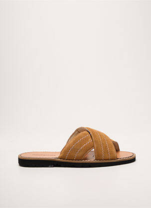 Mules/sabots chiquet talon plat jusqu'à 3cm marron MINORQUINES femme