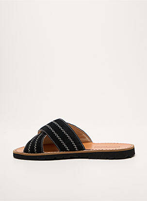 Mules/sabots chiquet talon plat jusqu'à 3cm noir MINORQUINES femme