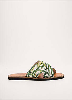 Mules/sabots chiquet talon plat jusqu'à 3cm vert MINORQUINES femme