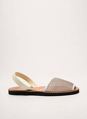 Sandales/nu pieds tissage satiné talon plat jusqu'à 3cm argent MINORQUINES femme