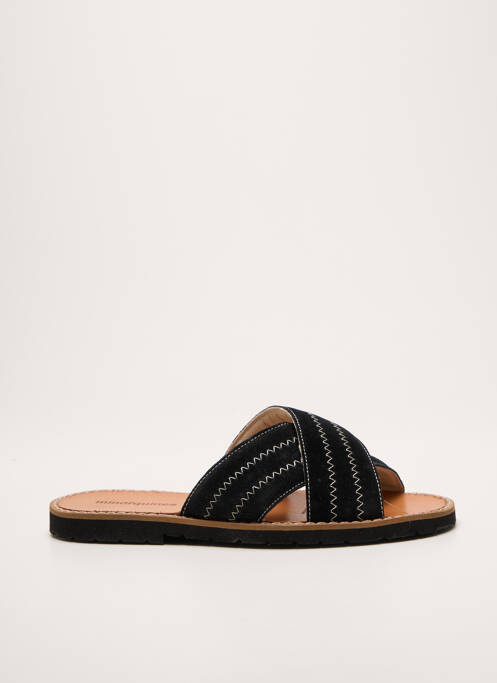 Mules/sabots chiquet talon plat jusqu'à 3cm noir MINORQUINES femme